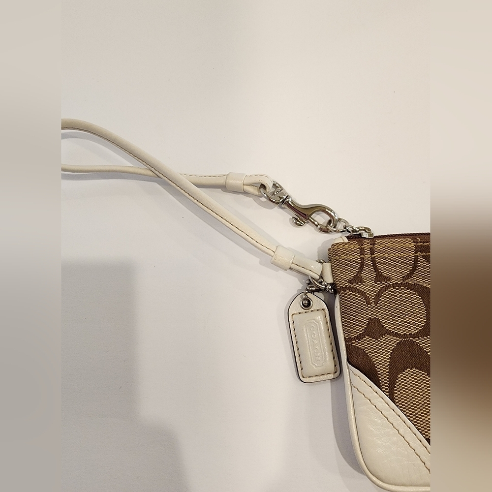 Coach Signature Canvas Leather Trim Wristlet - Picture 2 of 5